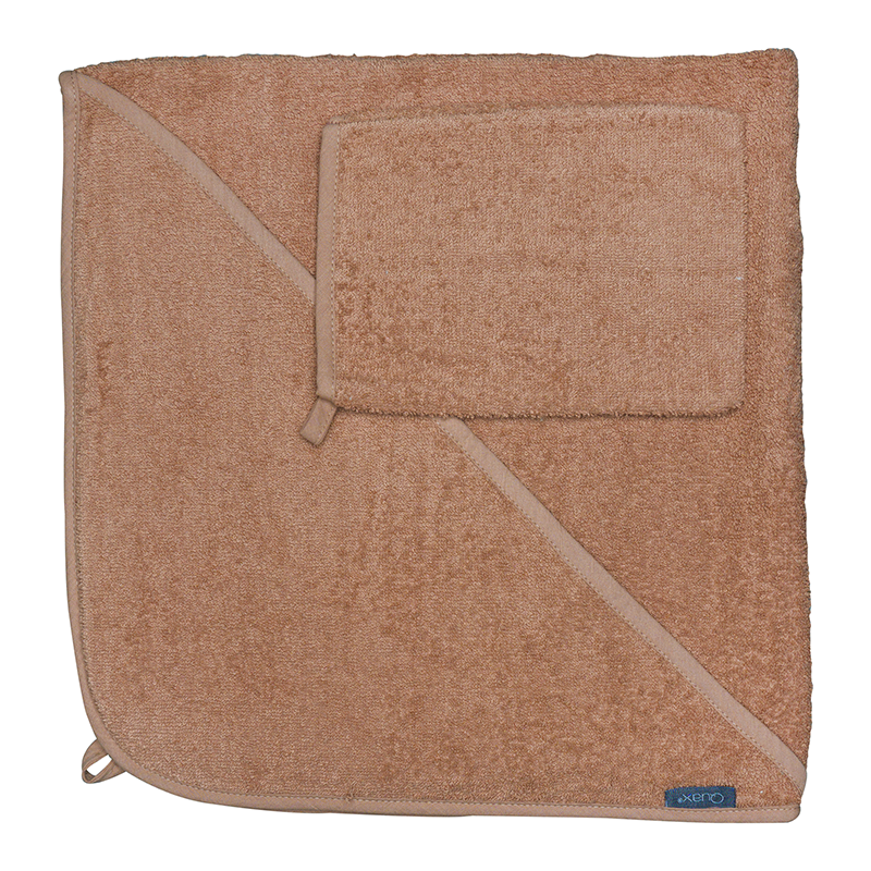 Quax Hooded Towel and Washcloth Coral
