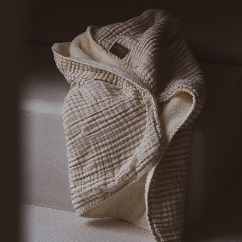 Quax Teddydecke für Neugeborene 'Natural Collection' Stripes