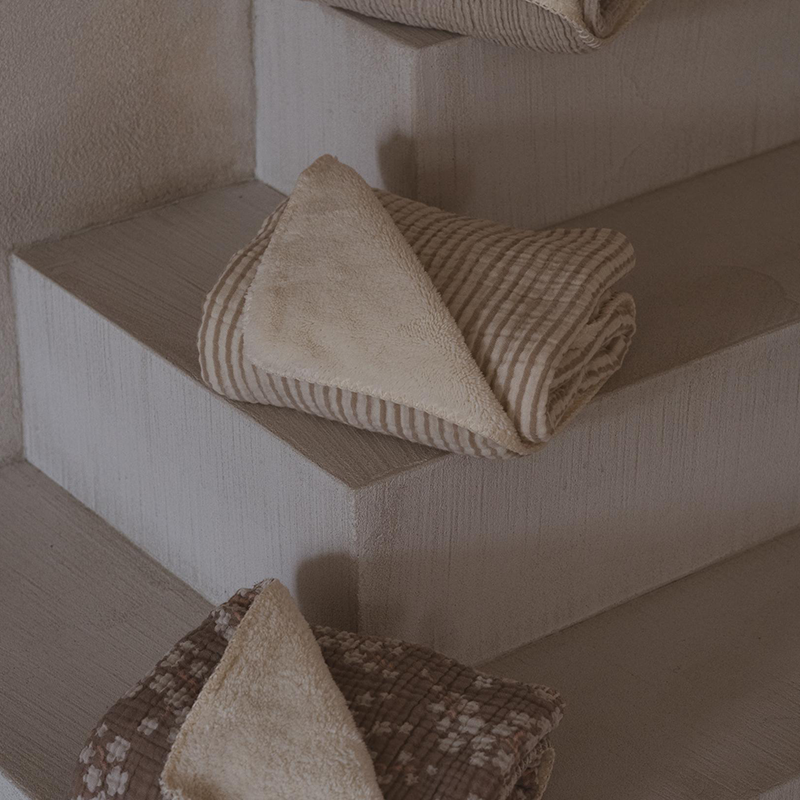 Quax Teddydecke für Neugeborene 'Natural Collection' Stripes