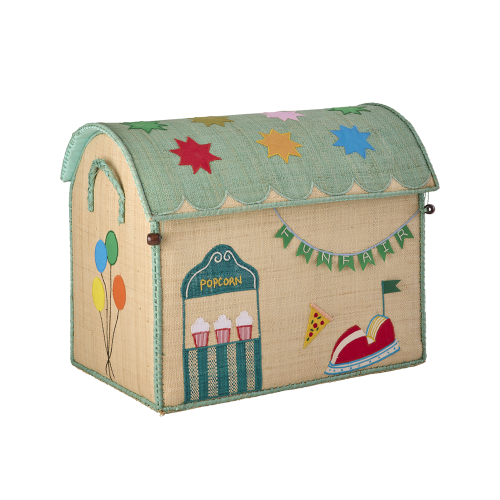 Rice Panier de rangement moyen 'Fun Fair' menthe
