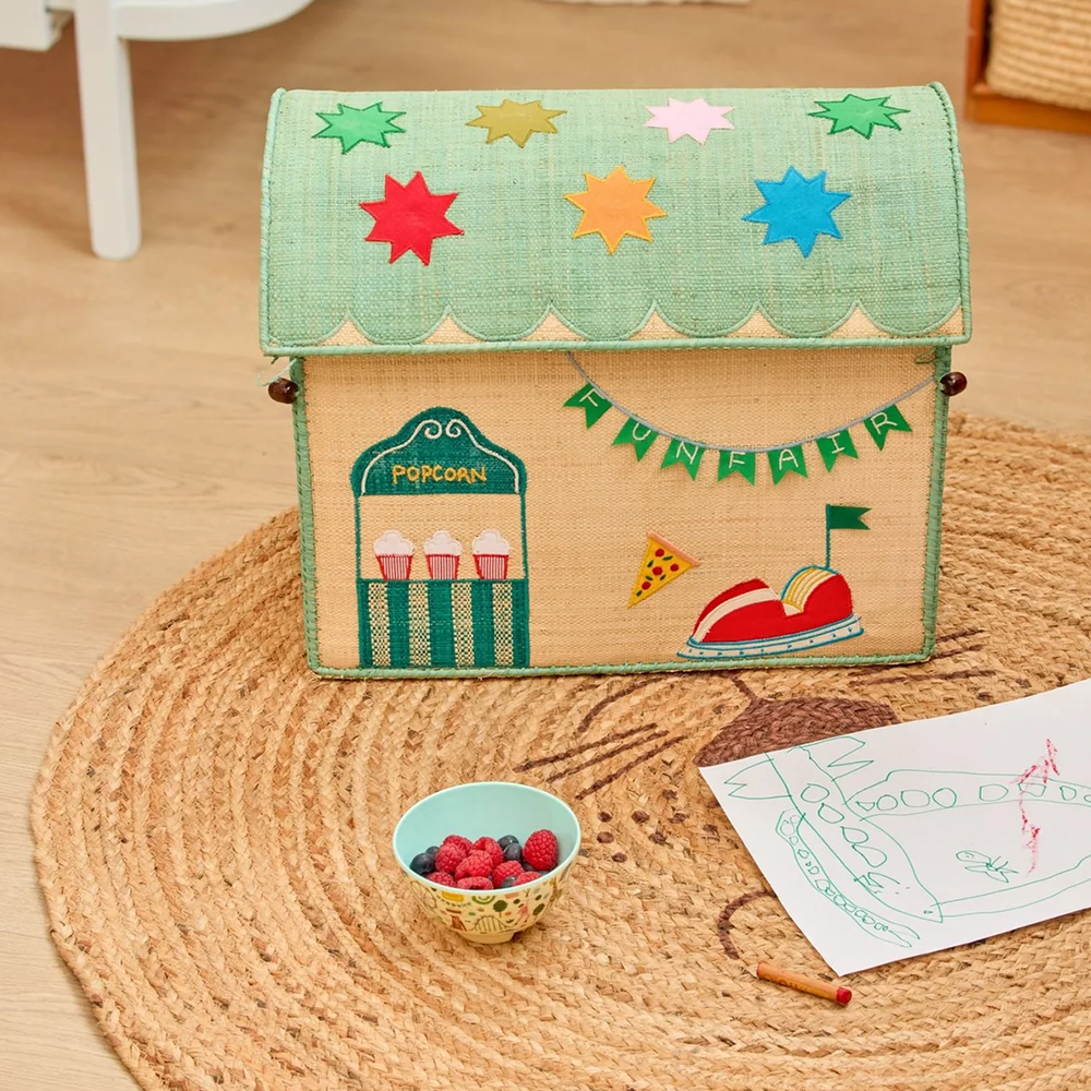 Rice Panier de rangement moyen 'Fun Fair' menthe