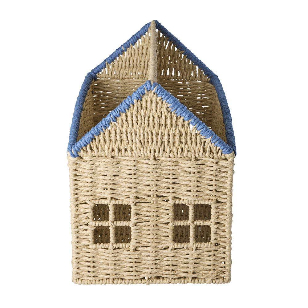 Rice Storage Basket for Books 'House' Blue
