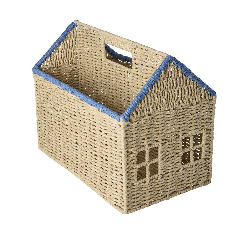 Rice Storage Basket for Books 'House' Blue