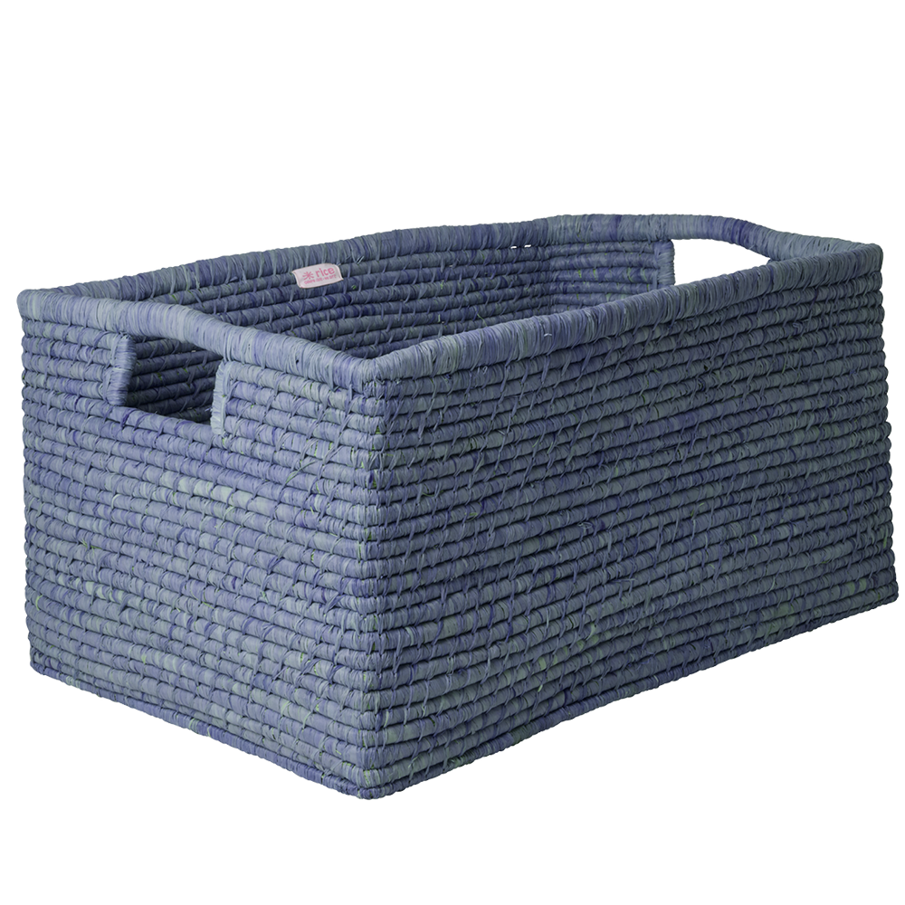 Rice rechteckiger Aufbewahrungskorb mit Griffen 'Raffia' Extra Large Blue - Online MY SNOWFLAKE