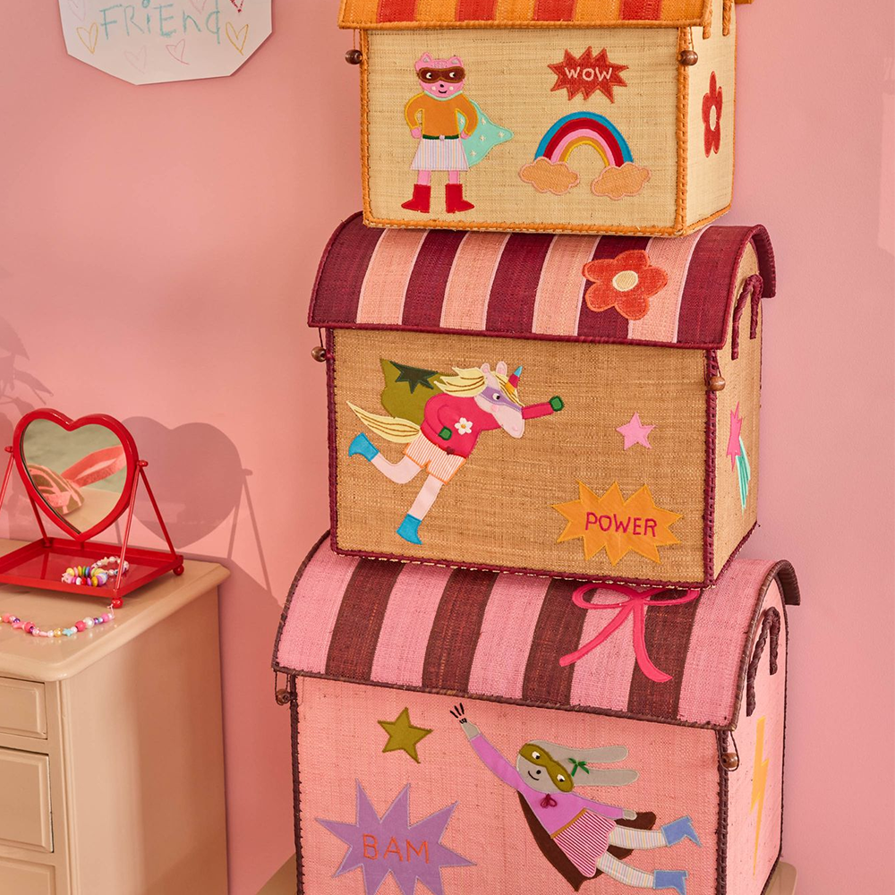 Rice Panier de rangement moyen « Hero » rose