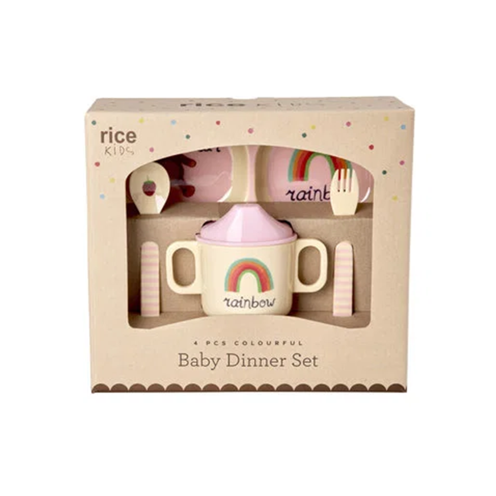 Rice Melamin Baby Geschirrset 'ABC' Pink