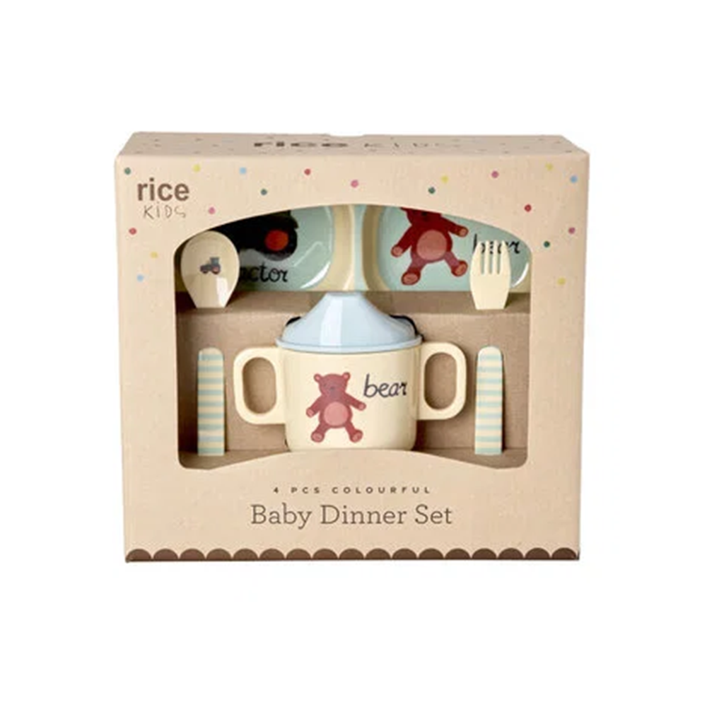 Rice Melamin Baby Geschirrset 'ABC' Blue