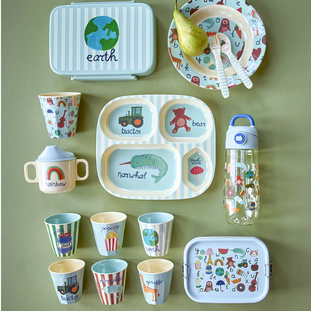 Rice Melamin Baby Geschirrset 'ABC' Blue