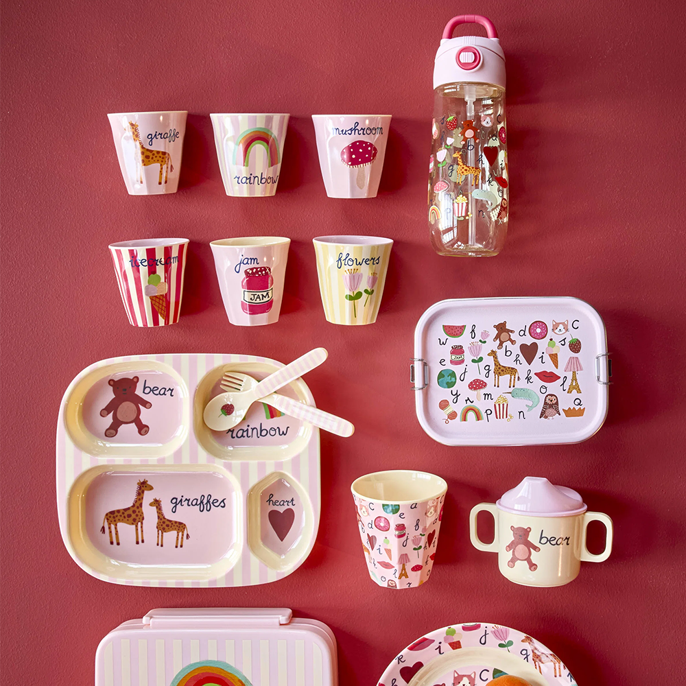 Rice Melamin Becher Klein 'ABC' Giraffe Print Pink