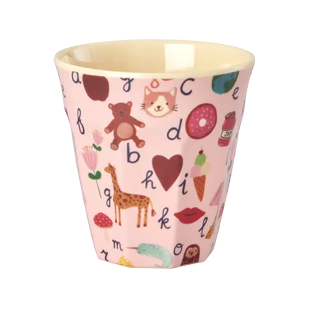 Rice  Melamin Becher Mittel 'ABC' Pink