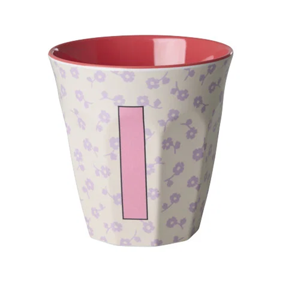 Rice  Melamin Becher Mittel 'Buchstabe I' Flowers Cream