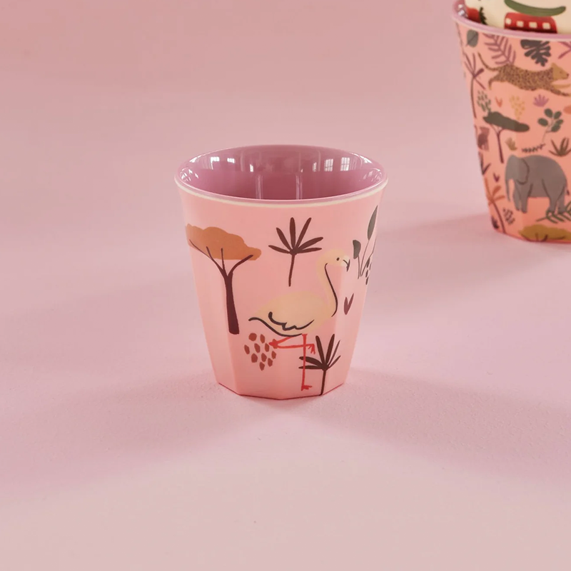 Rice Gobelet en mélamine petit « Pink Jungle Animal » rose