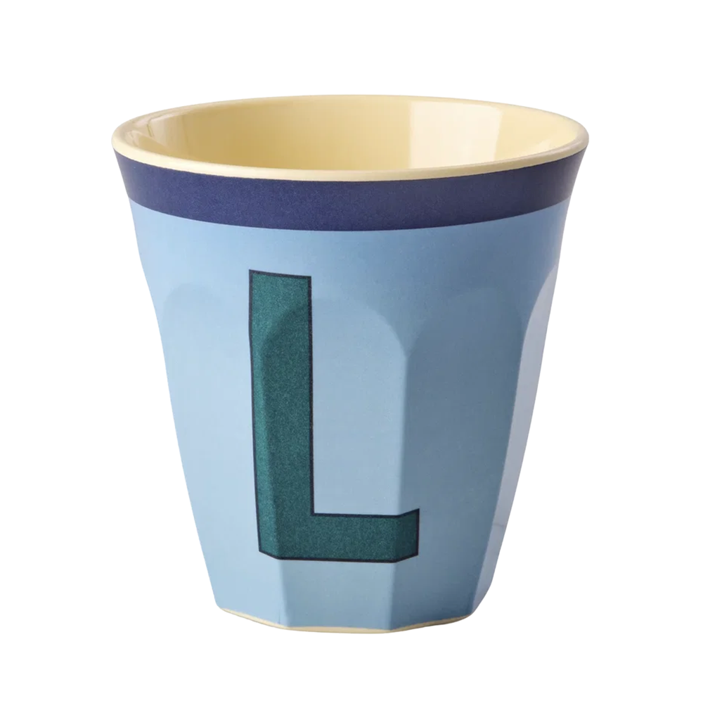 Rice  Melamin Becher Mittel 'Buchstabe L' Blau