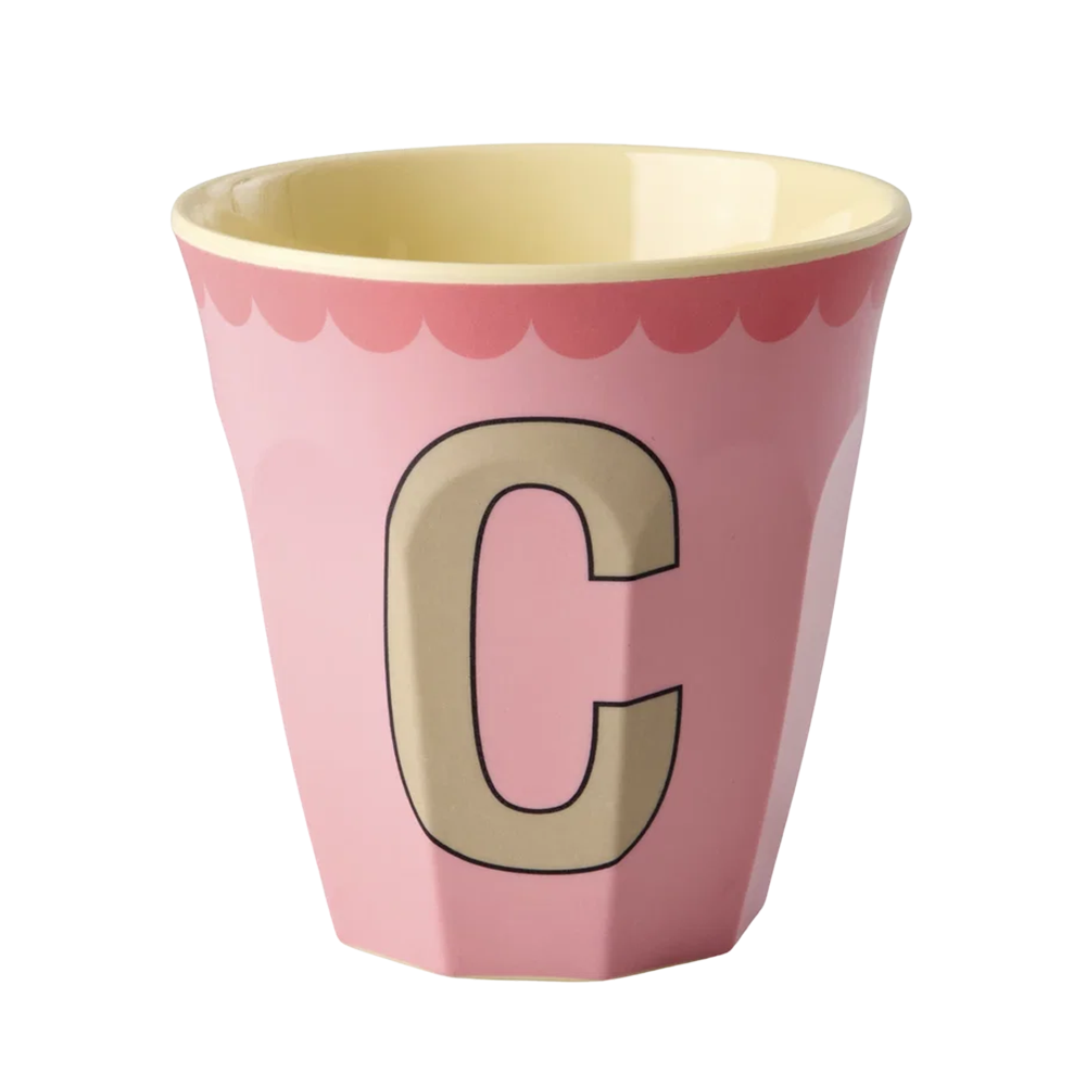 Rice  Melamin Becher Mittel 'Buchstabe C' Pink