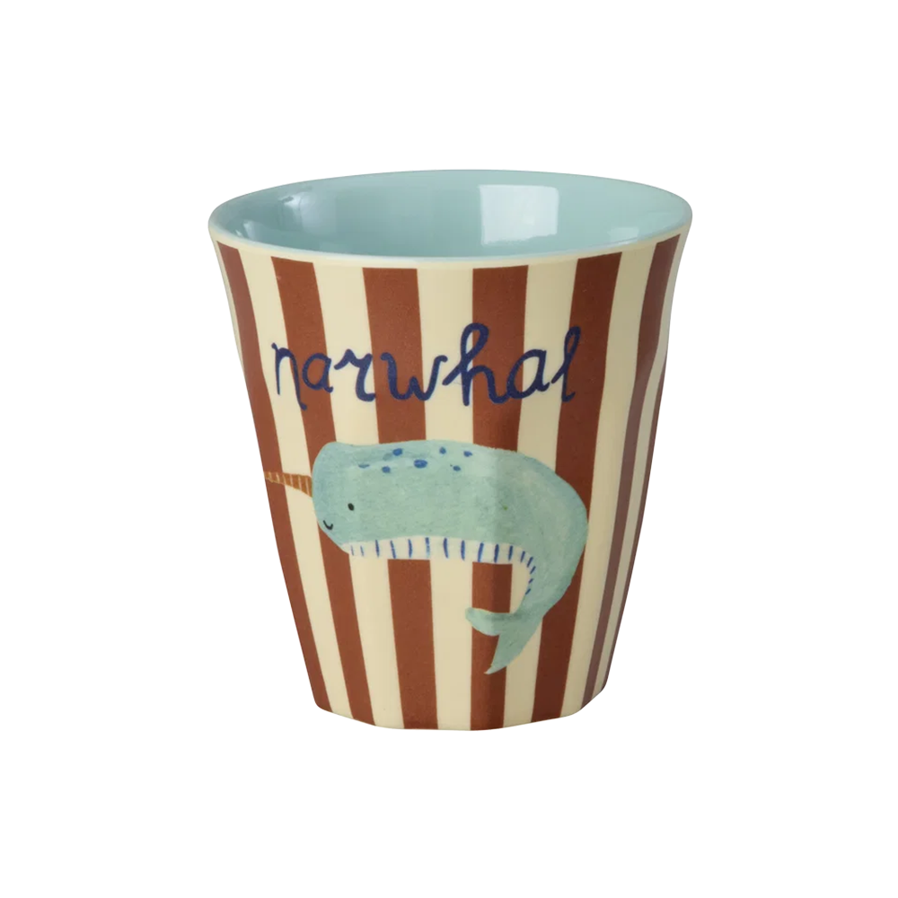 Rice Melamin Becher Klein 'ABC'Narwhale Print