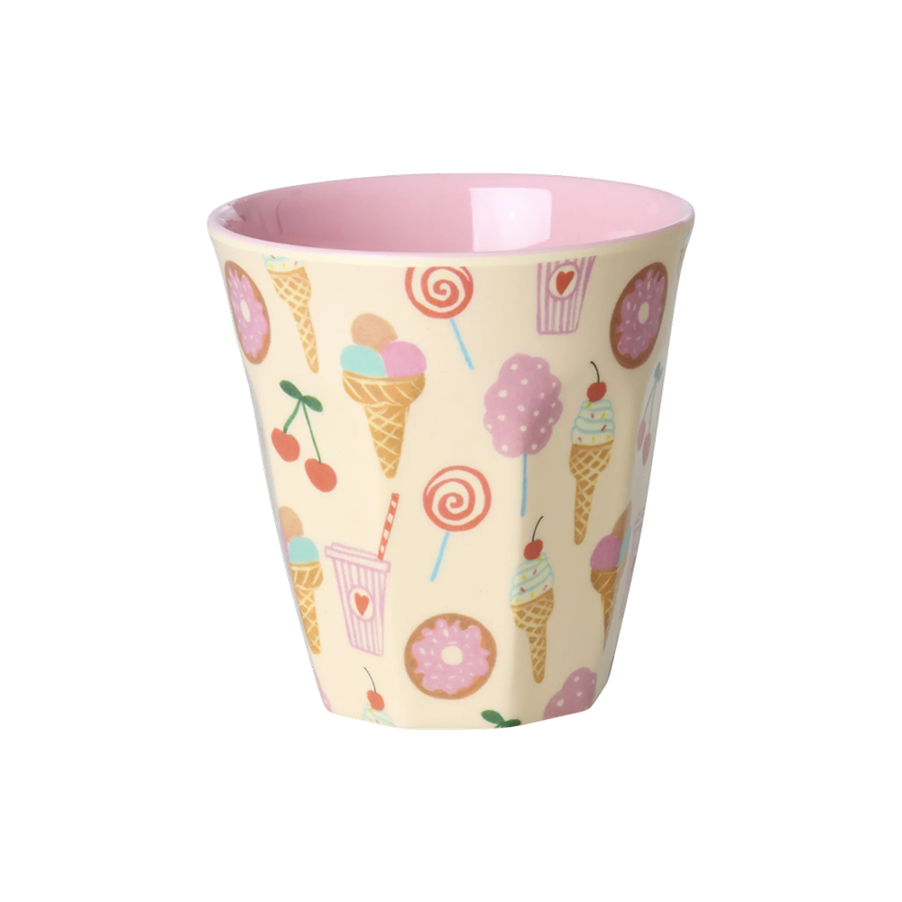 Rice Melamine Small Beaker 'Fun Fair' All Over Ice Cream