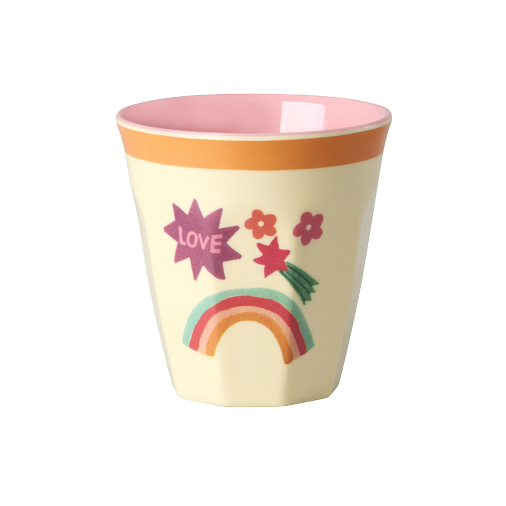 Rice Melamin Becher Klein 'Hero' Orange Border