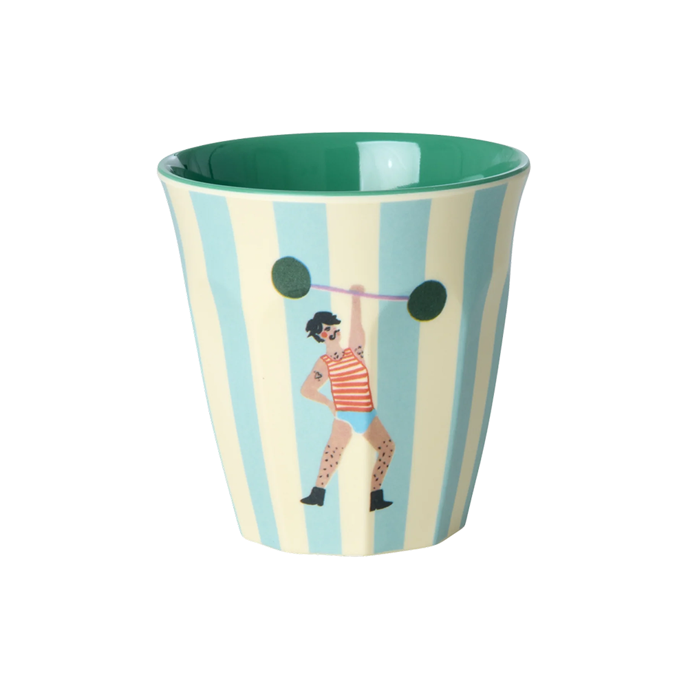 Gobelet en mélamine Rice petit « Fun Fair » Strong Man Menthe