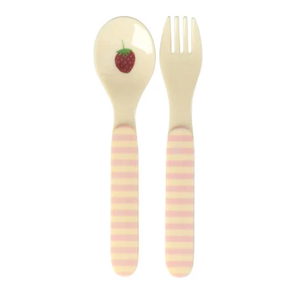 Rice Löffel und Gabel 'ABC' Pink