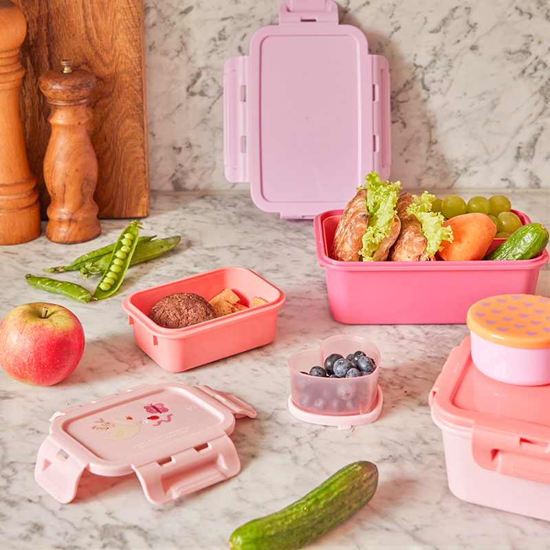 Rice Kids Lunchbox Small 'Wildlife' Pink