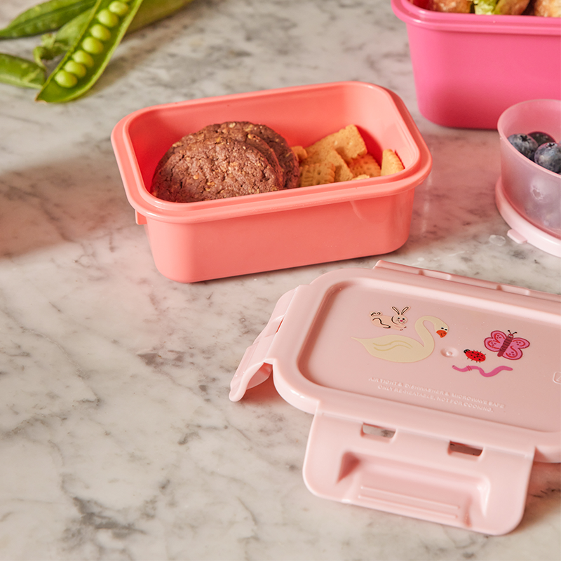 Rice Kids Lunchbox Small 'Wildlife' Pink