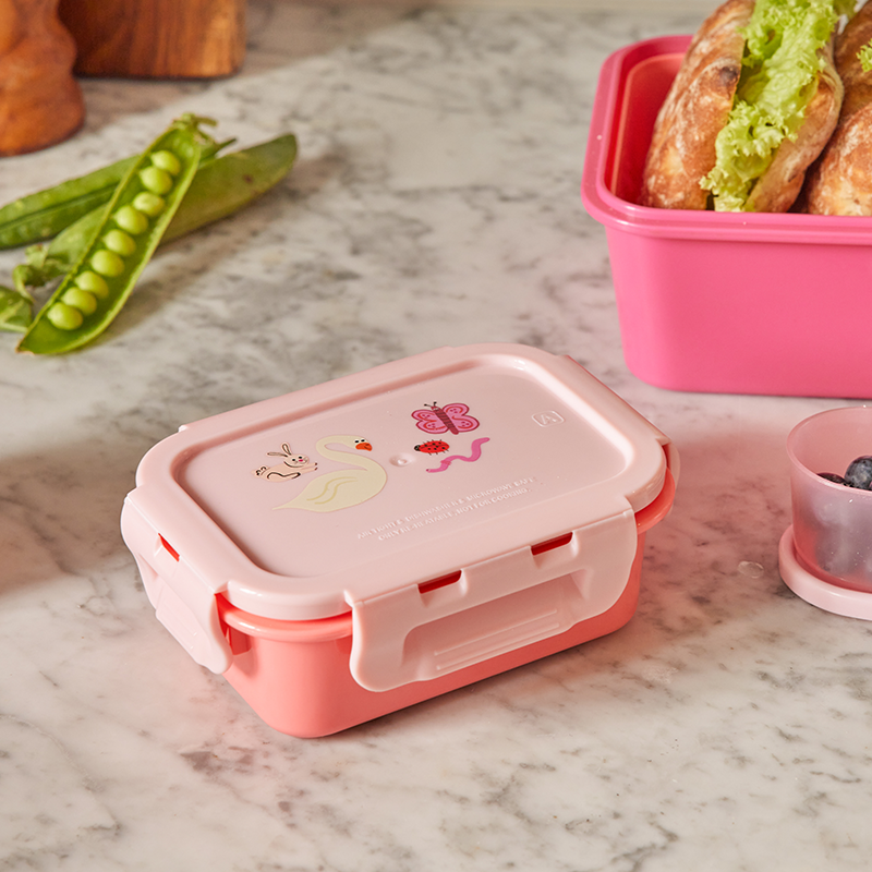 Rice Kids Lunchbox Small 'Wildlife' Pink