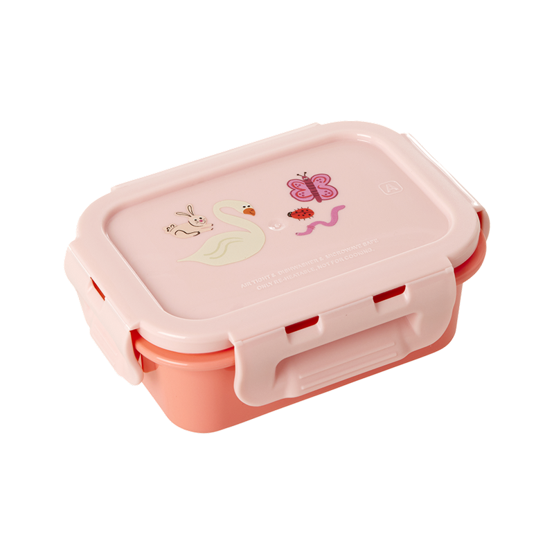 Rice Kids Lunchbox Small 'Wildlife' Pink