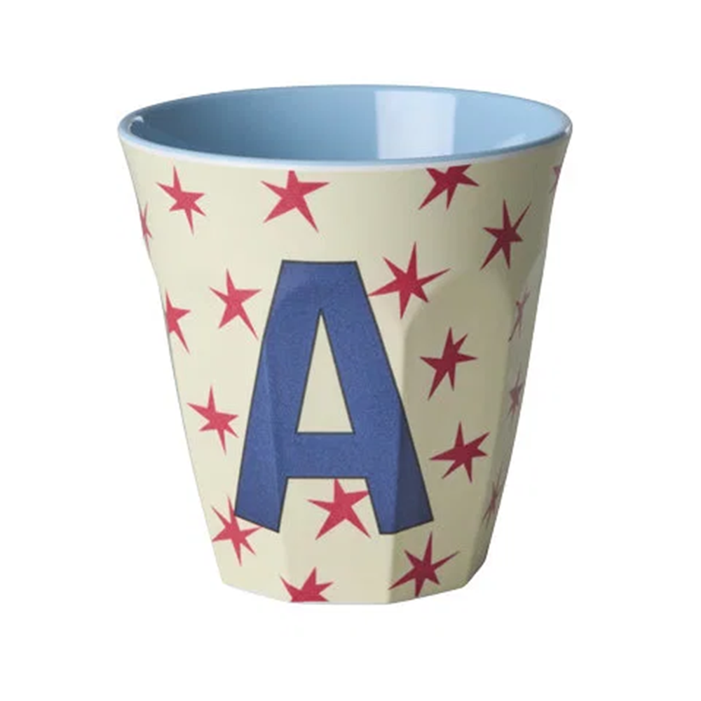 Rice  Melamin Becher Mittel 'Buchstabe A' Stars Cream