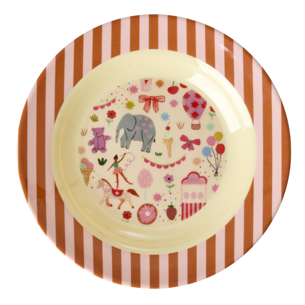Rice Melamin Kinderteller tief 'Fun Fair' Pink - Online MY SNOWFLAKE