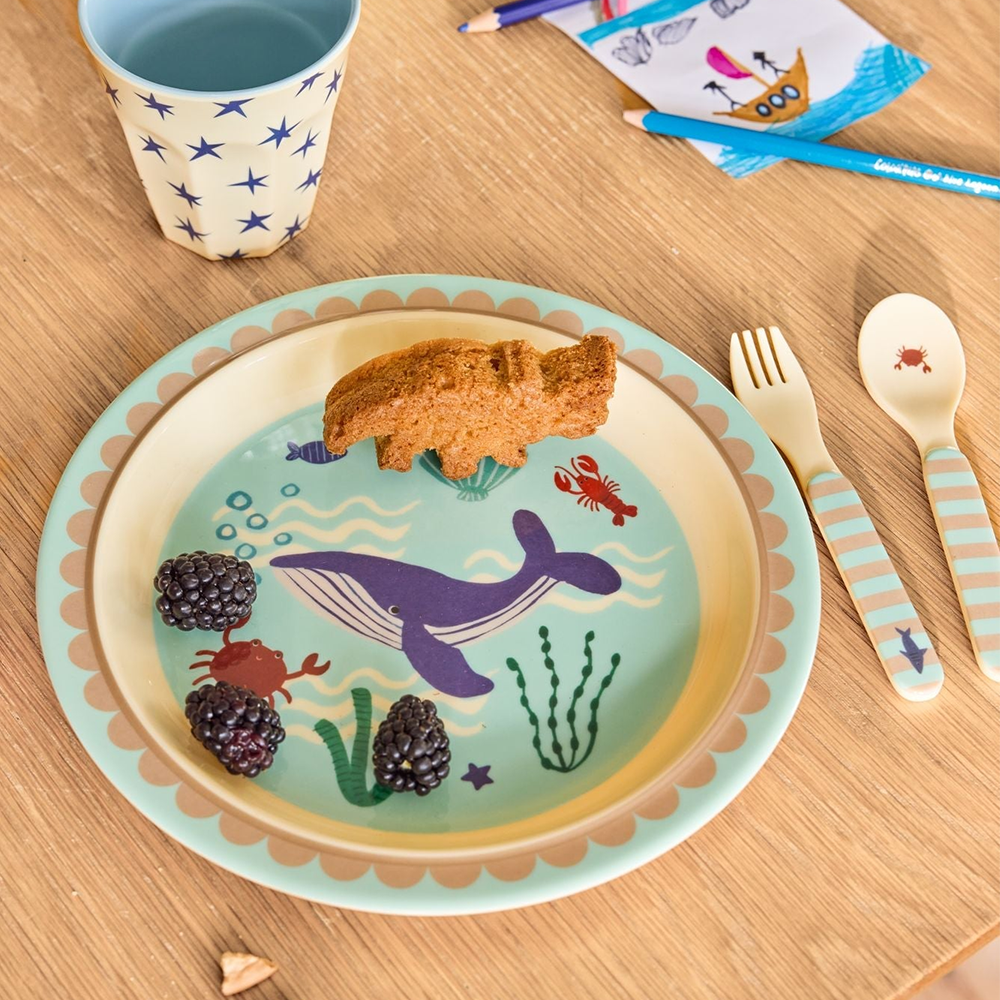 Rice  Melamin Kinderteller 'Ocean' Blue - Online MY SNOWFLAKE