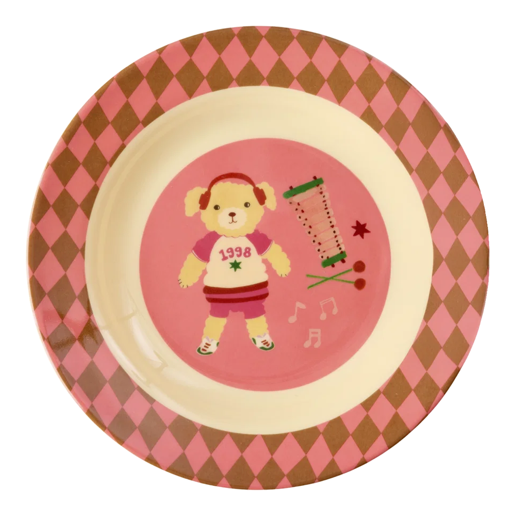 Rice Melamin Kinderteller tief 'Music Band' Pink