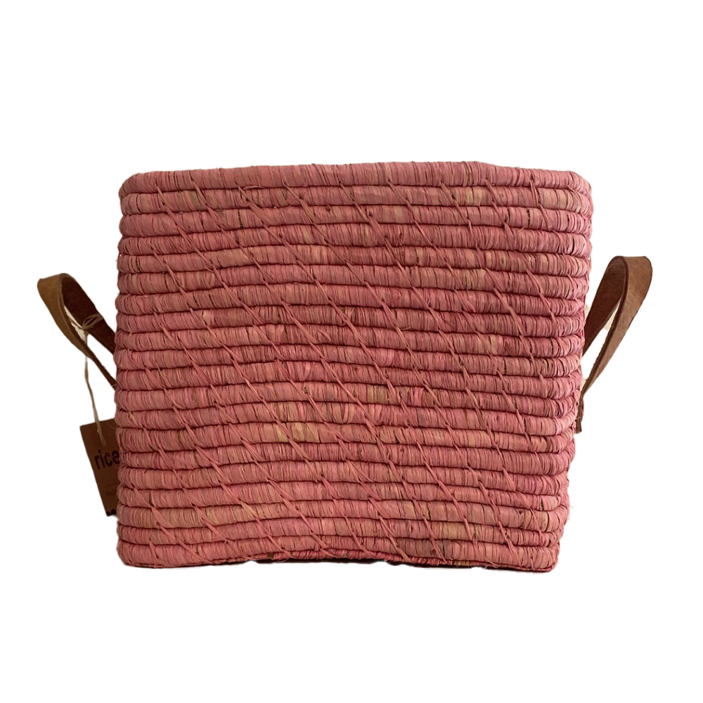Riz Panier de rangement en raphia Rose pâle