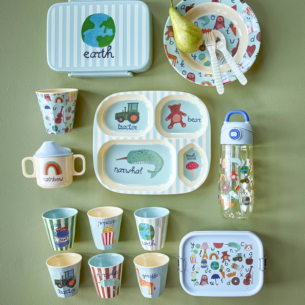Rice  Kinder Lunchbox mit herausnehmbarer Unterteilung 'ABC' Blue