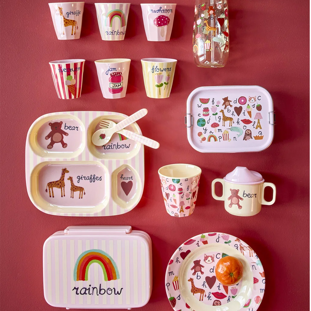 Rice  Kinder Lunchbox mit herausnehmbarer Unterteilung 'ABC' Pink