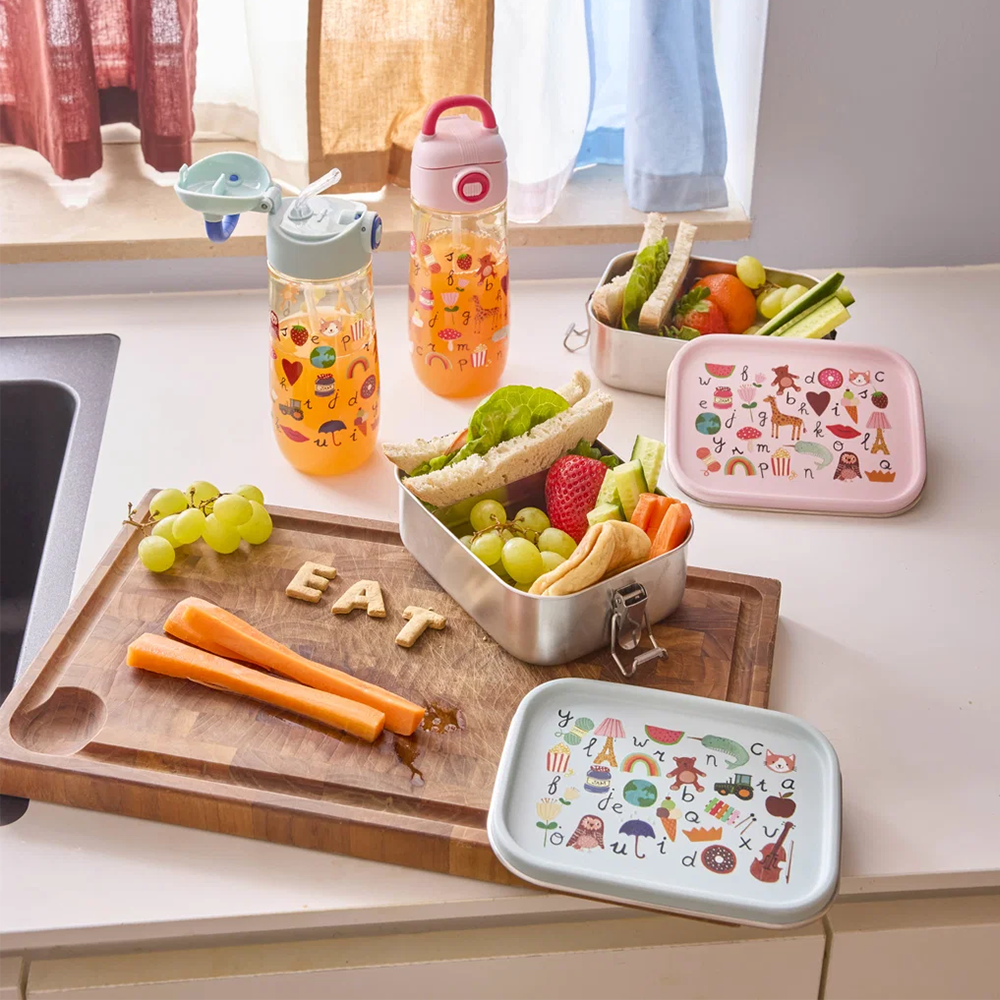 Rice  Kinder Lunchbox mit herausnehmbarer Unterteilung 'ABC' Pink