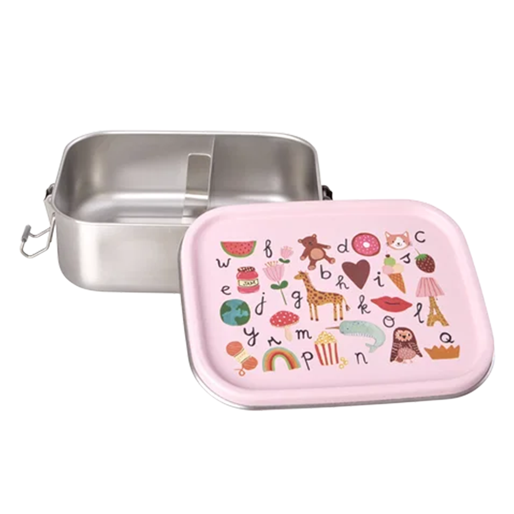Rice  Kinder Lunchbox mit herausnehmbarer Unterteilung 'ABC' Pink