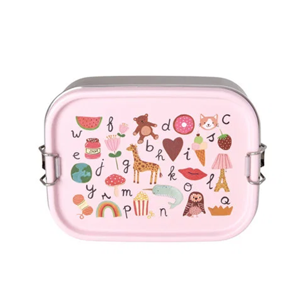 Rice  Kinder Lunchbox mit herausnehmbarer Unterteilung 'ABC' Pink