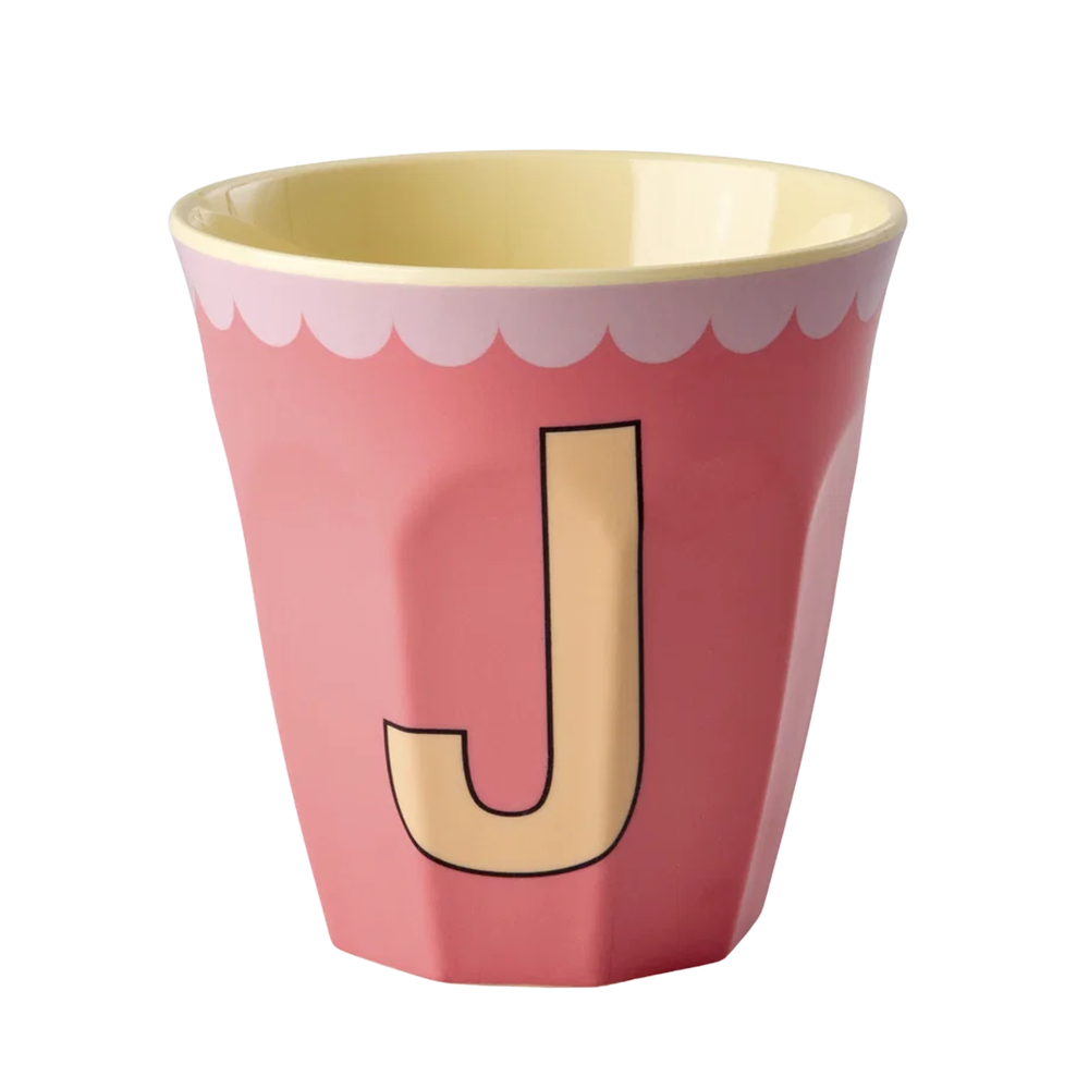 Rice  Melamin Becher Mittel 'Buchstabe J' Lachs