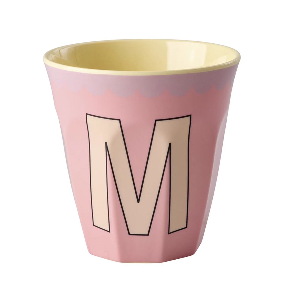 Rice  Melamin Becher Mittel 'Buchstabe M' Pink