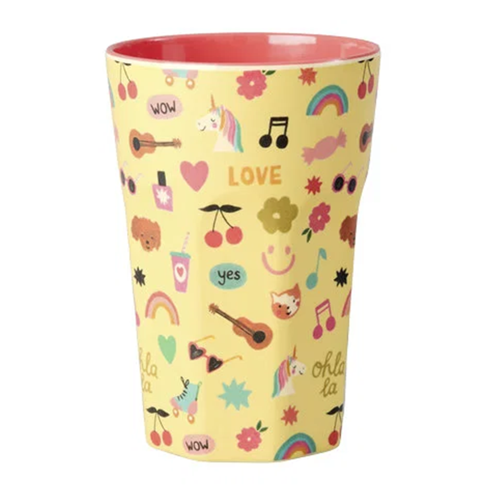 Rice  Melamin Becher Gross 'Unicorn Love' Hellgelb