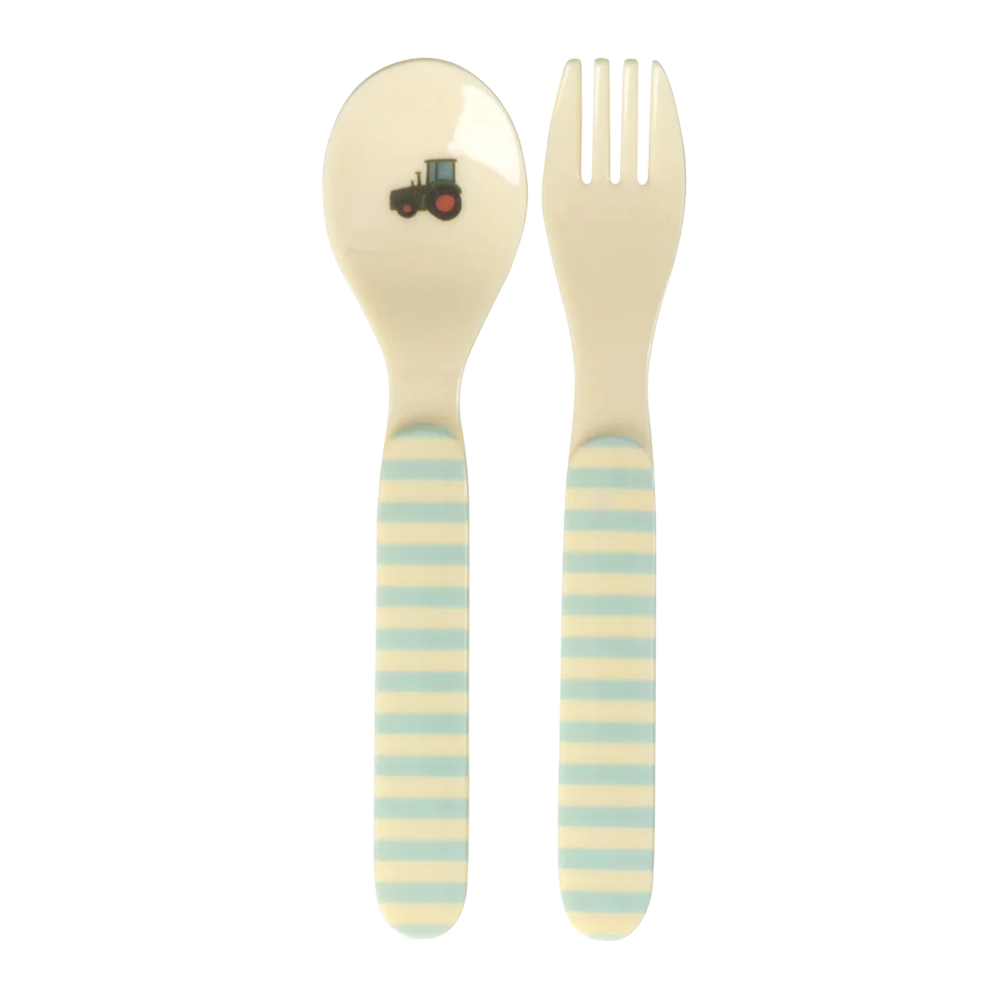 Rice Löffel und Gabel 'ABC' Blue