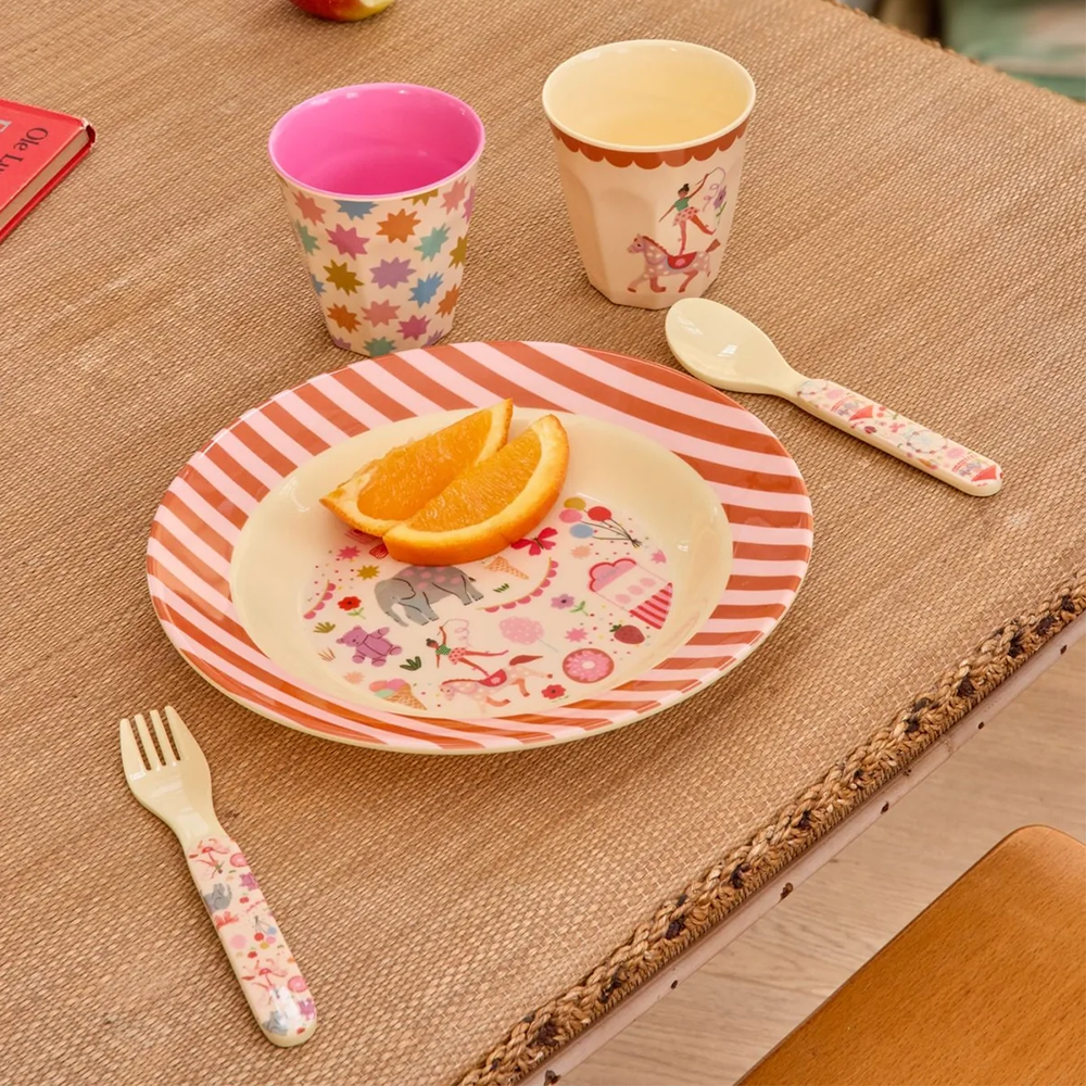 Rice Melamin Kinderteller tief 'Fun Fair' Pink - Online MY SNOWFLAKE