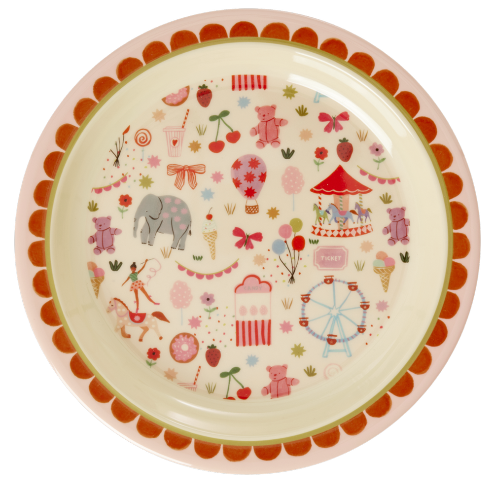 Rice  Melamin Kinderteller 'Fun Fair' Pink - Online MY SNOWFLAKE