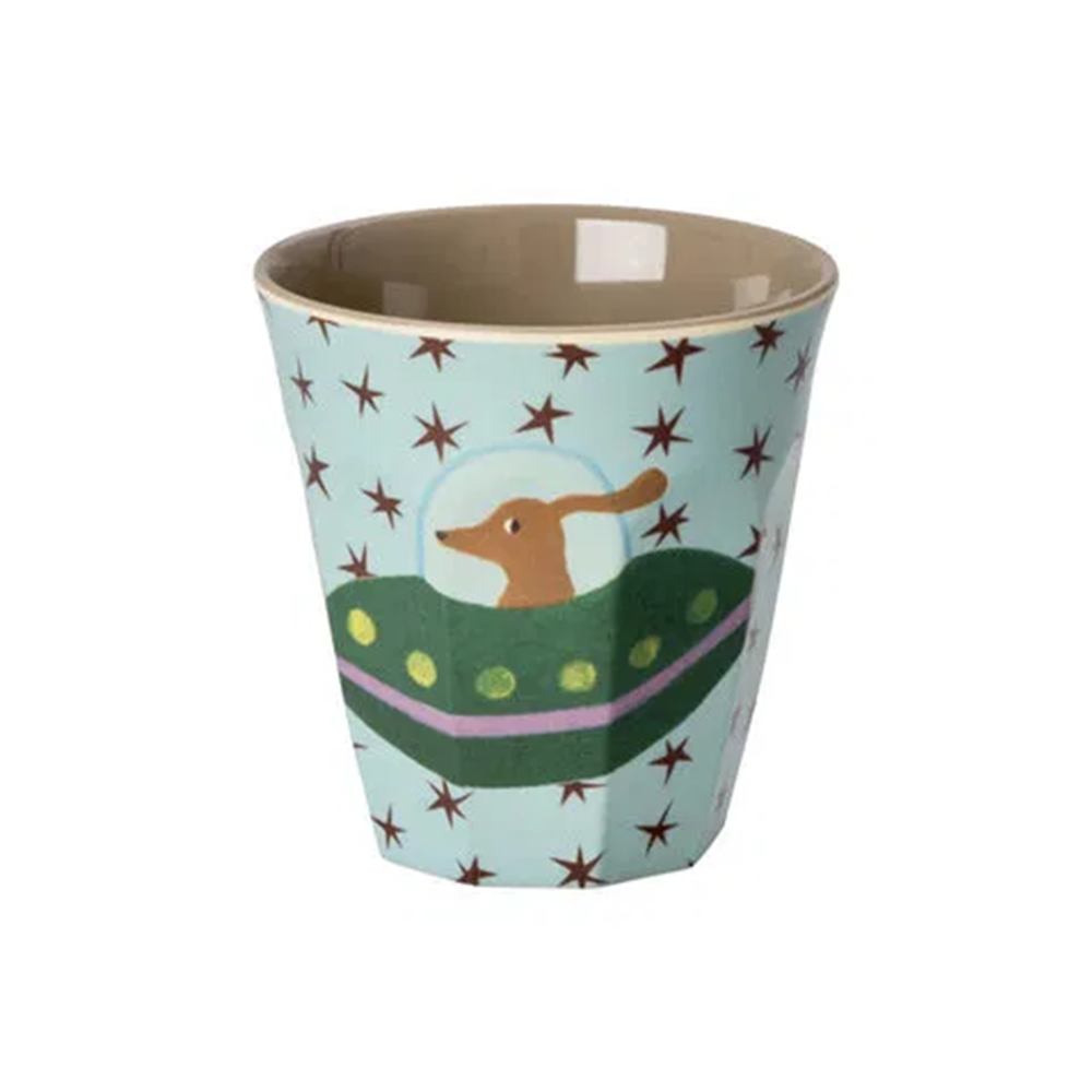 Rice Melamin Becher Klein 'Dogs in Space' Dog in Green Spaceship