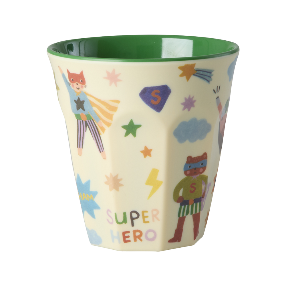 Rice Gobelet en mélamine taille M motif 'Hero' vert