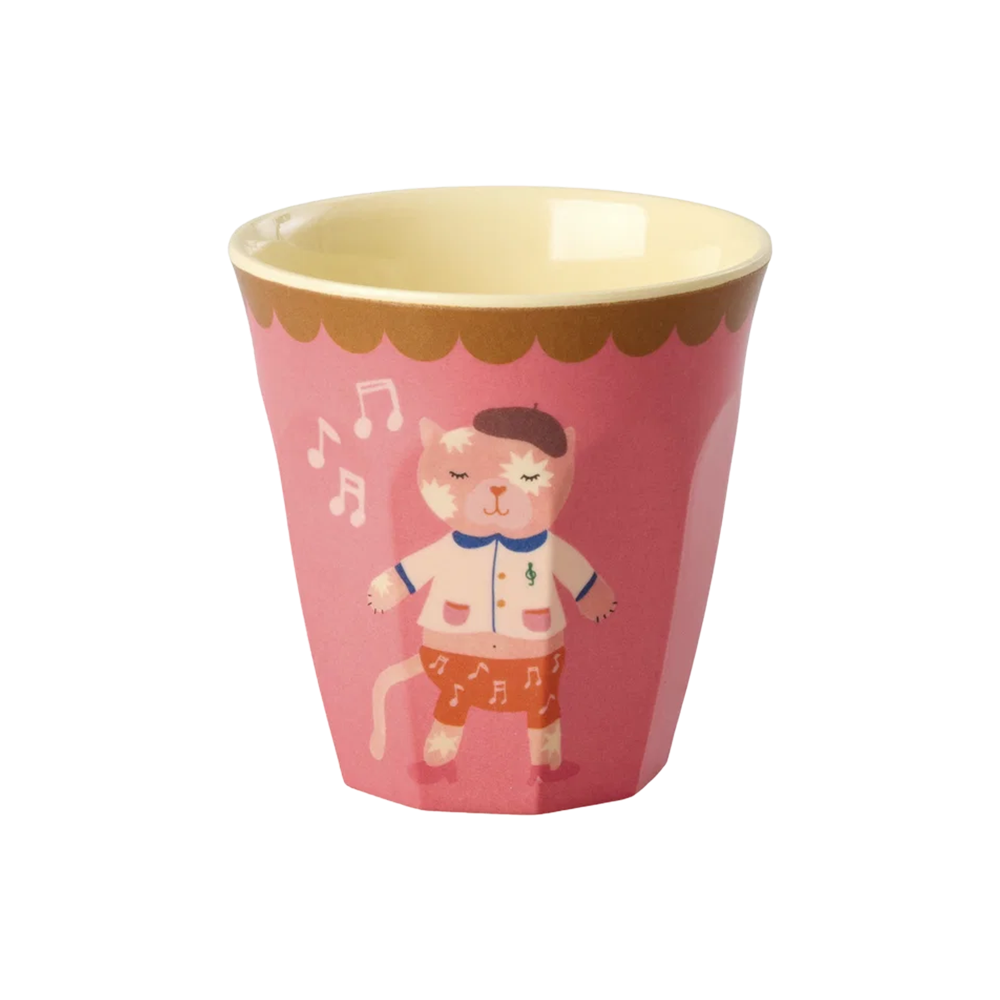 Rice Melamin Becher Klein 'Music Band' Katze Pink