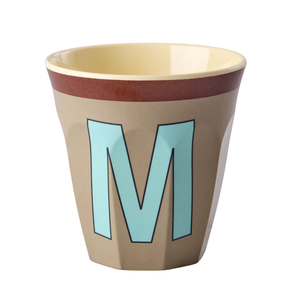 Rice  Melamin Becher Mittel 'Buchstabe J' Dunkelbeige