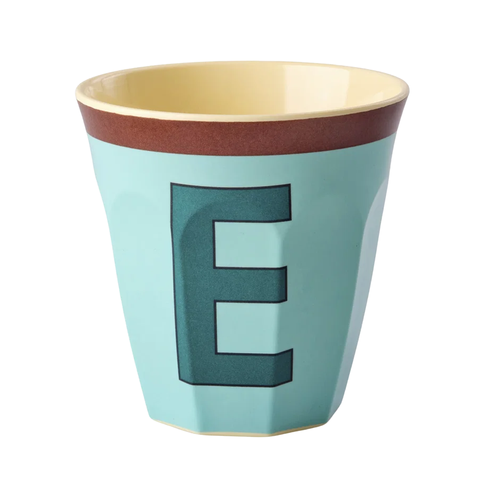Rice  Melamin Becher Mittel 'Buchstabe E' Mint
