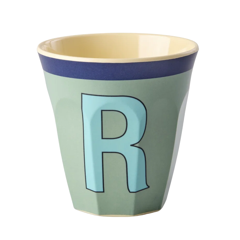 Rice  Melamin Becher Mittel 'Buchstabe R' Khaki