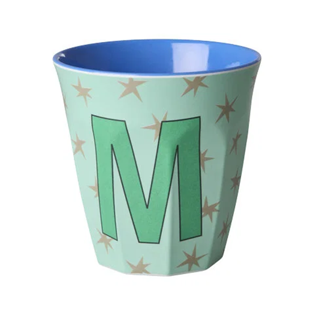 Rice  Melamin Becher Mittel 'Buchstabe M' Stars Green
